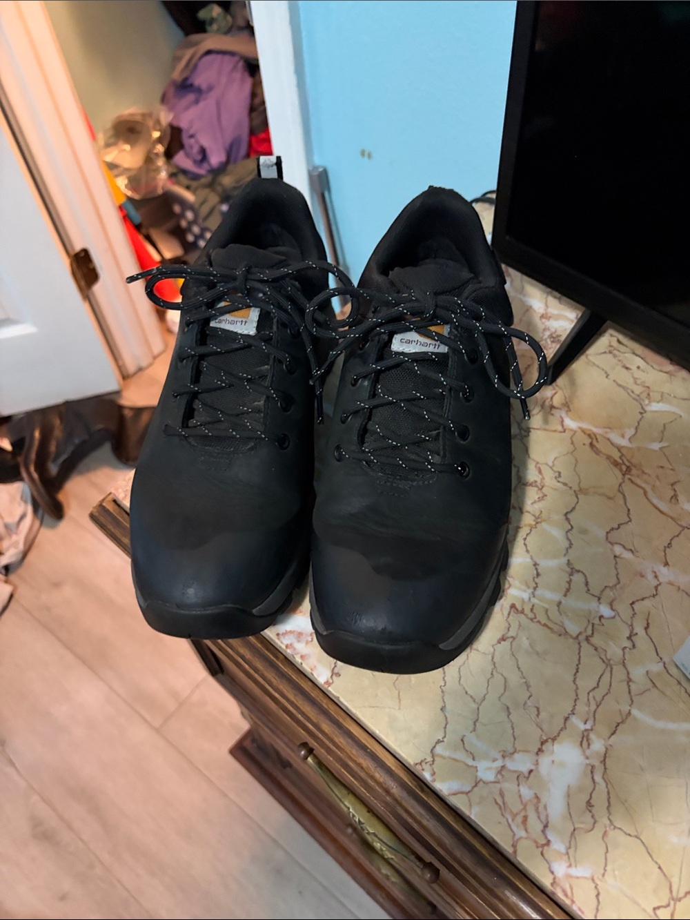 Carhartt Men's Black Low-Top Work Shoes with Reflective Laces